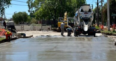 REPAVIMENTAN CON HORMIGÓN LA CALLE PRESIDENTE PERÓN, EN EL MARCO DE LA OBRA DEL PASO BAJO NIVEL DE CALZADA REPAVIMENTAN CON HORMIGÓN LA CALLE PRESIDENTE PERÓN, EN EL MARCO DE LA OBRA DEL PASO BAJO NIVEL DE CALZADA