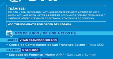 Esta semana habrá operativos de documentación gratis en cinco localidades de Almirante Brown