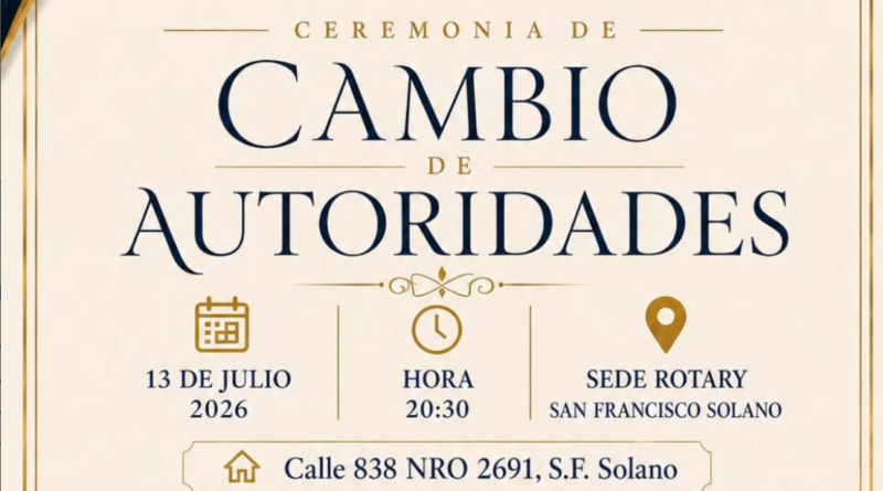 Cambio de Autoridades en el Rotary Club de Solano